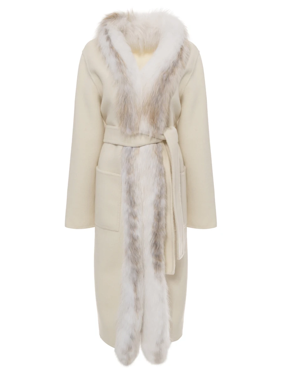 Пальто кашемировое с мехом лисы
