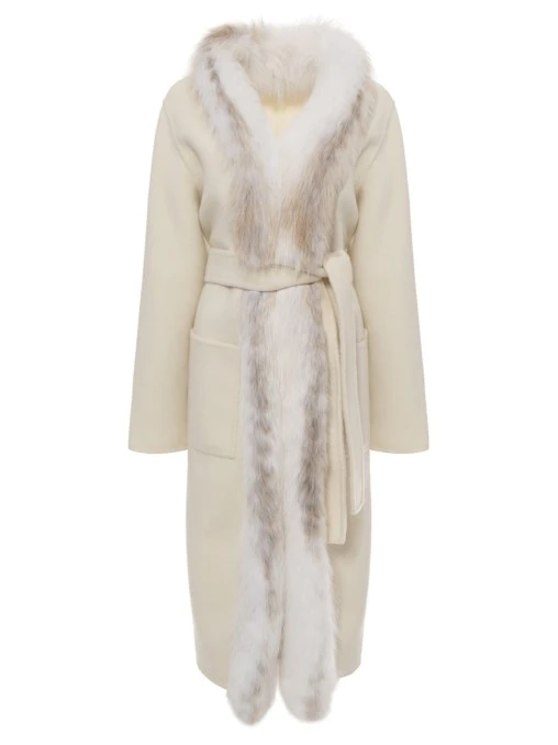 Пальто кашемировое с мехом лисы LECODE