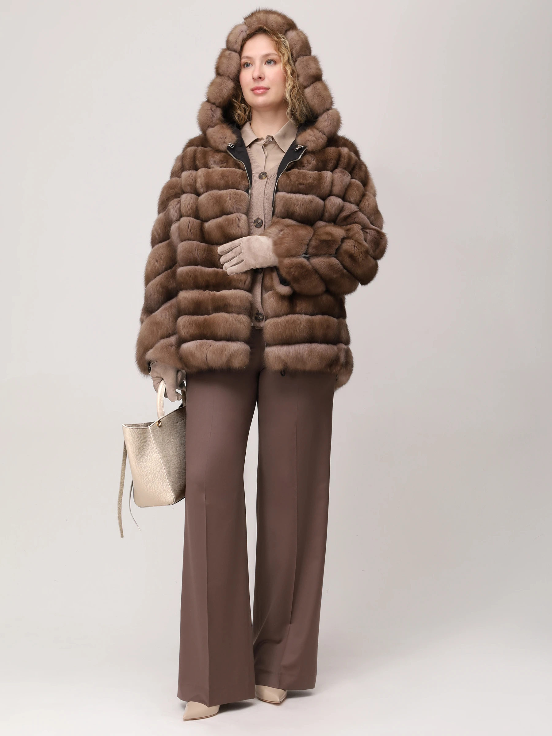 Куртка Ри двусторонняя с мехом соболя
