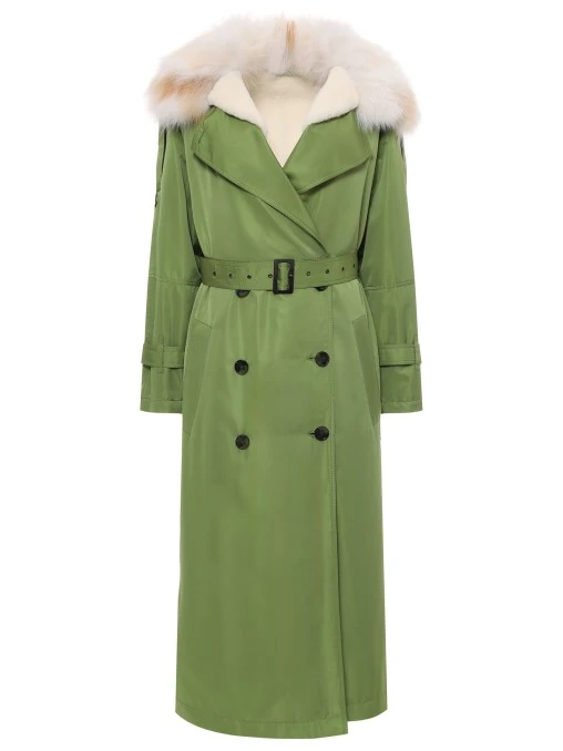 Тренч шелковый на меху LECODE