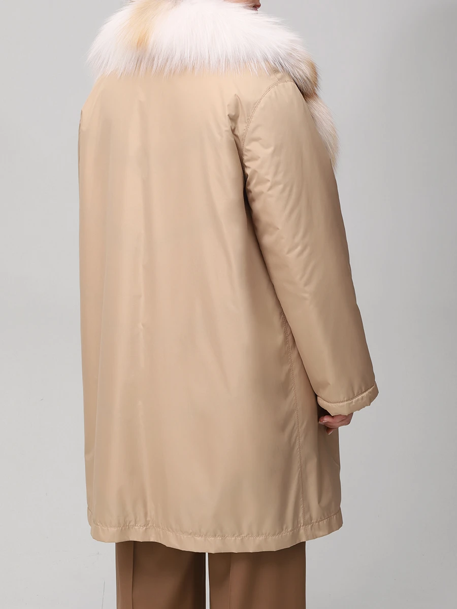 Плащ с подкладом из натурального меха норки и мехом лисы