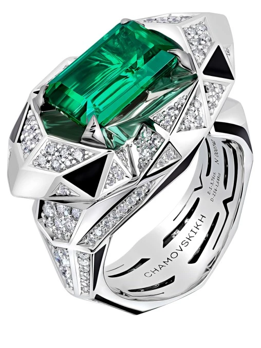 Кольцо с изумрудом и бриллиантами CHAMOVSKIKH JEWELLERY HOUSE