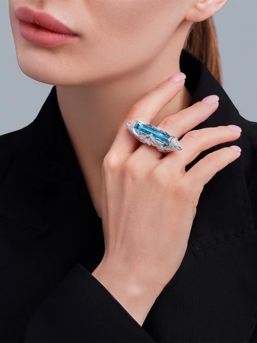 Кольцо с аквамарином и бриллиантами CHAMOVSKIKH JEWELLERY HOUSE