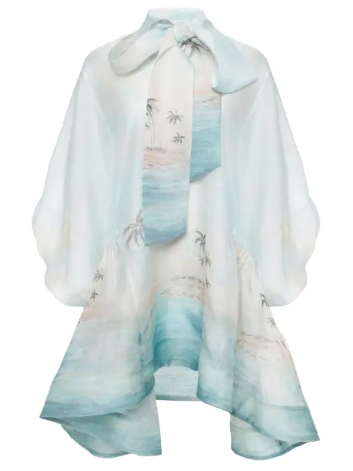 Платье из шелка и льна ZIMMERMANN