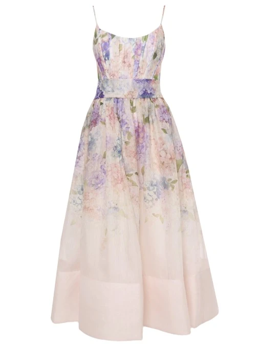 Платье из шелка и льна ZIMMERMANN