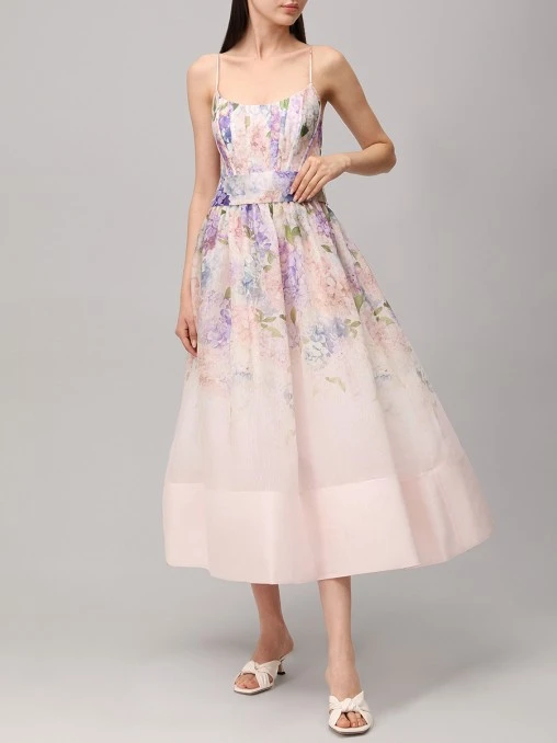 Платье из шелка и льна ZIMMERMANN