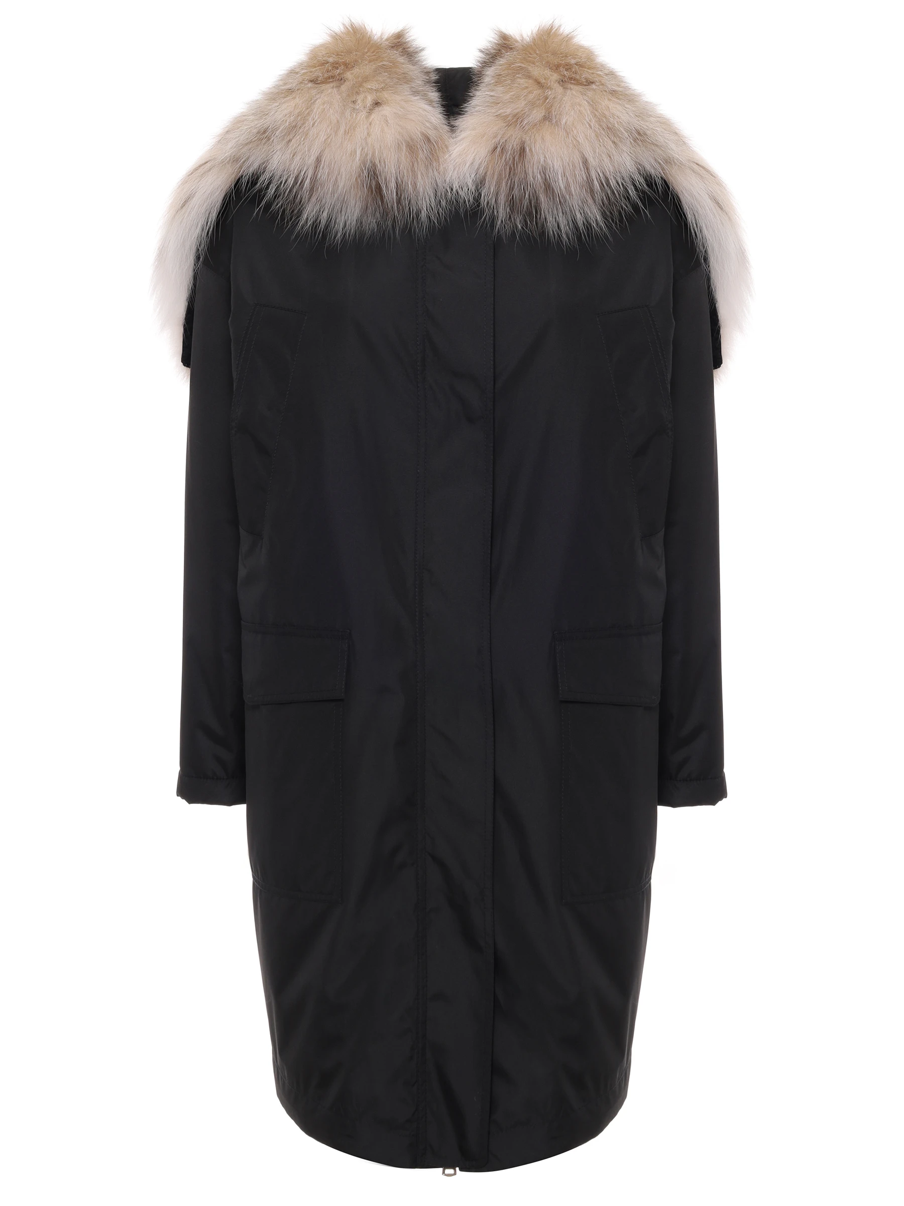 Парка шелковая с мехом ласки и рыси