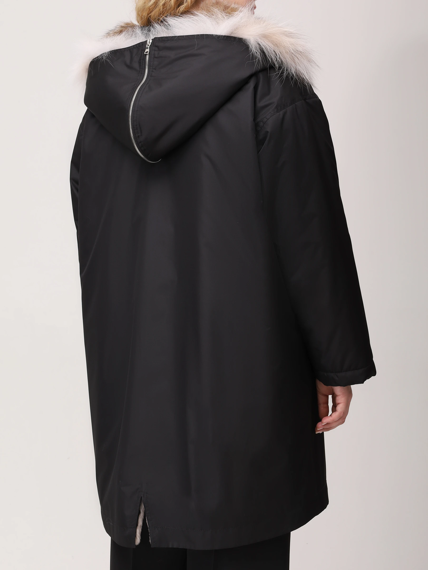 Парка шелковая с мехом ласки и рыси