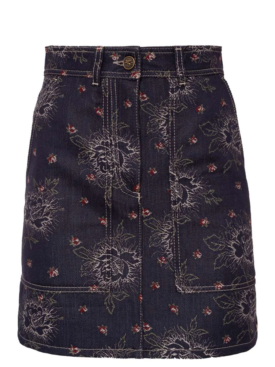 Юбка джинсовая с принтом