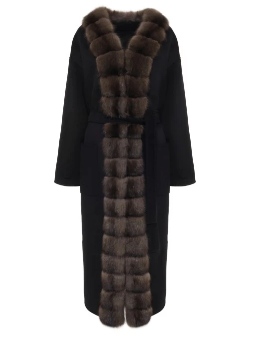 Пальто с мехом соболя FUR&CASHMERE