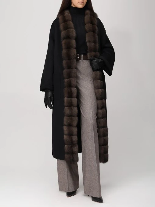 Пальто с мехом соболя FUR&CASHMERE
