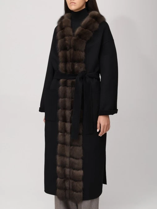 Пальто с мехом соболя FUR&CASHMERE