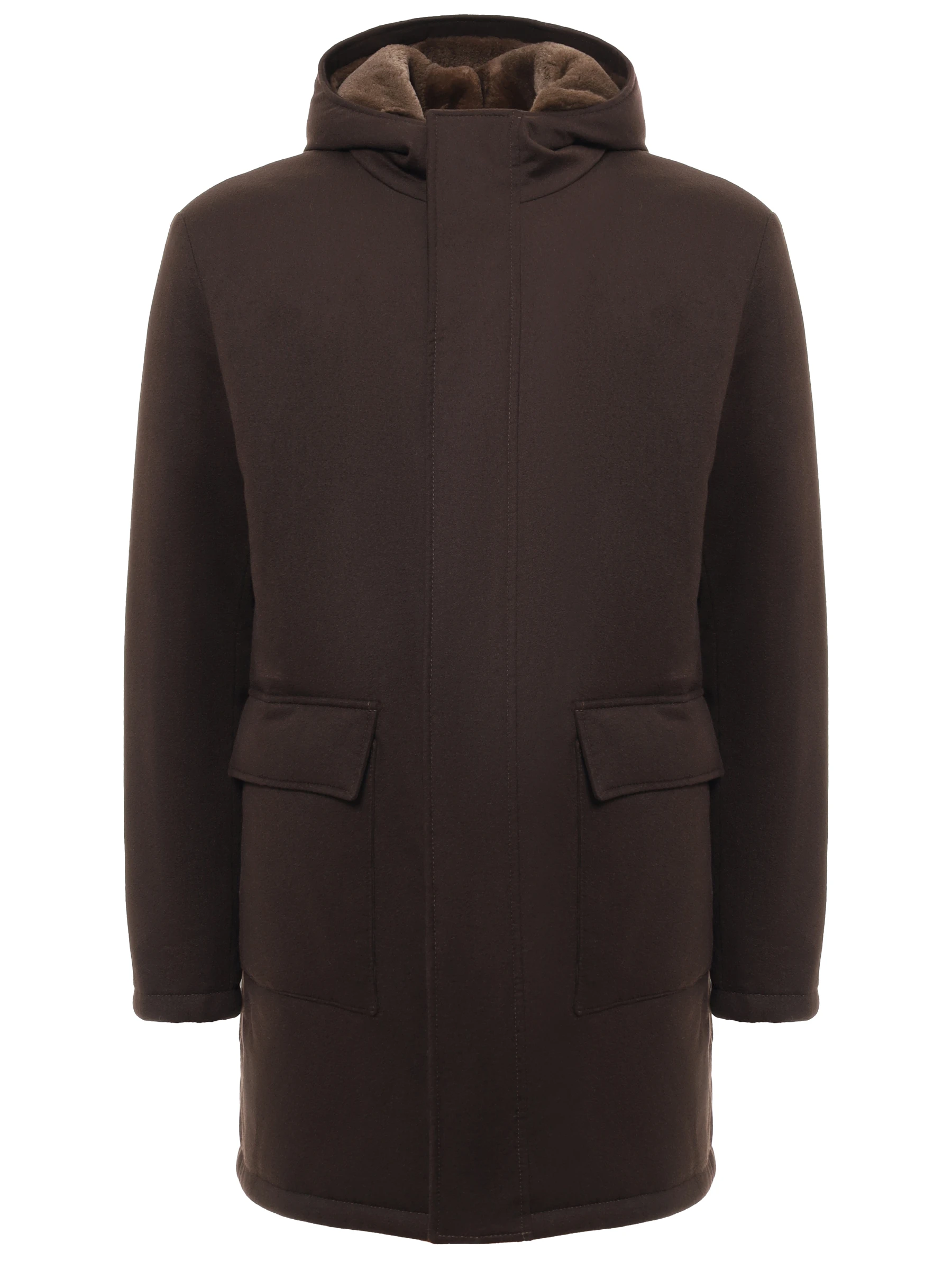 Парка кашемировая с мехом нутрии