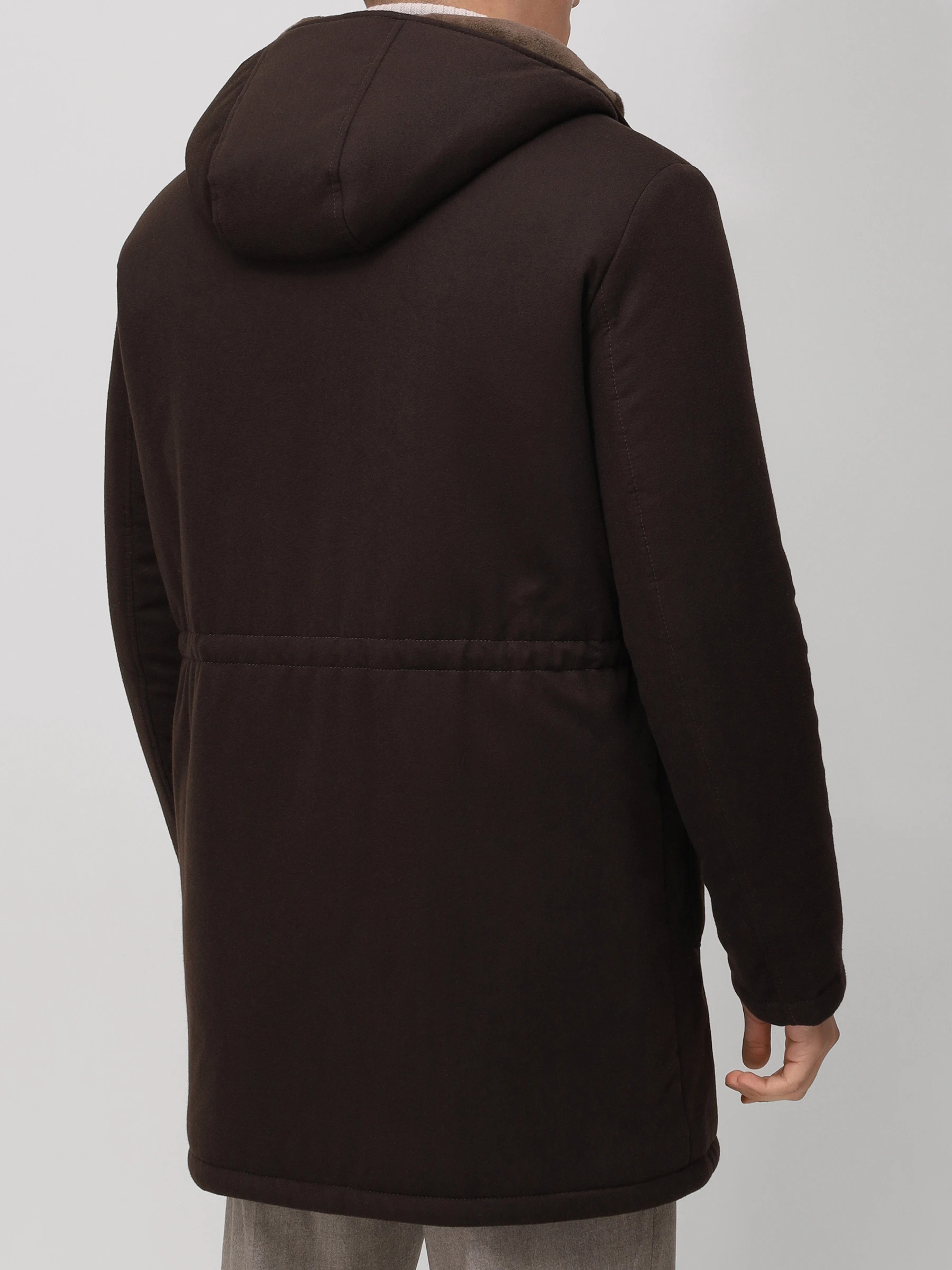 Парка кашемировая с мехом нутрии