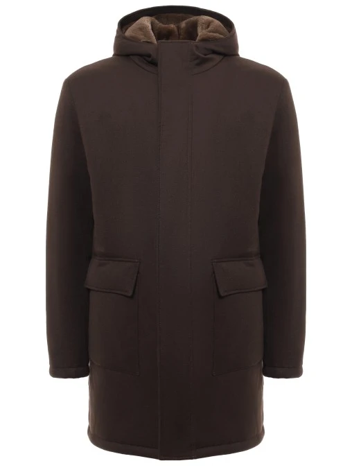 Парка кашемировая с мехом нутрии FUR&CASHMERE