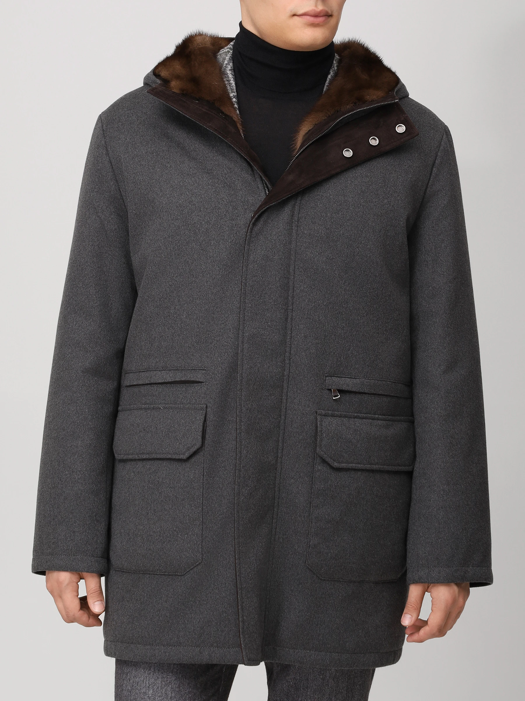 Парка кашемировая с мехом норки