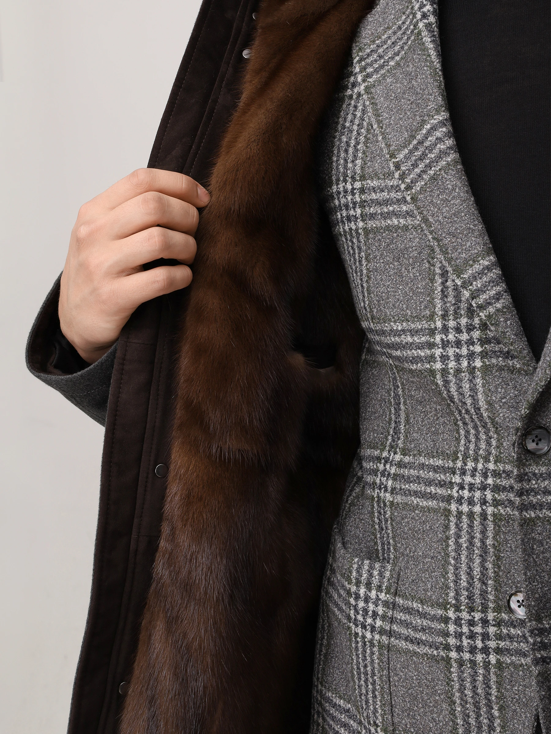 Парка кашемировая с мехом норки