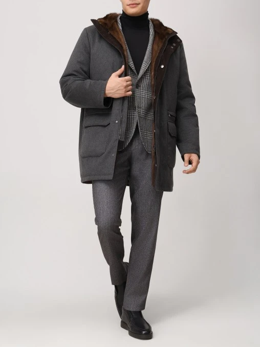 Парка кашемировая с мехом норки FUR&CASHMERE