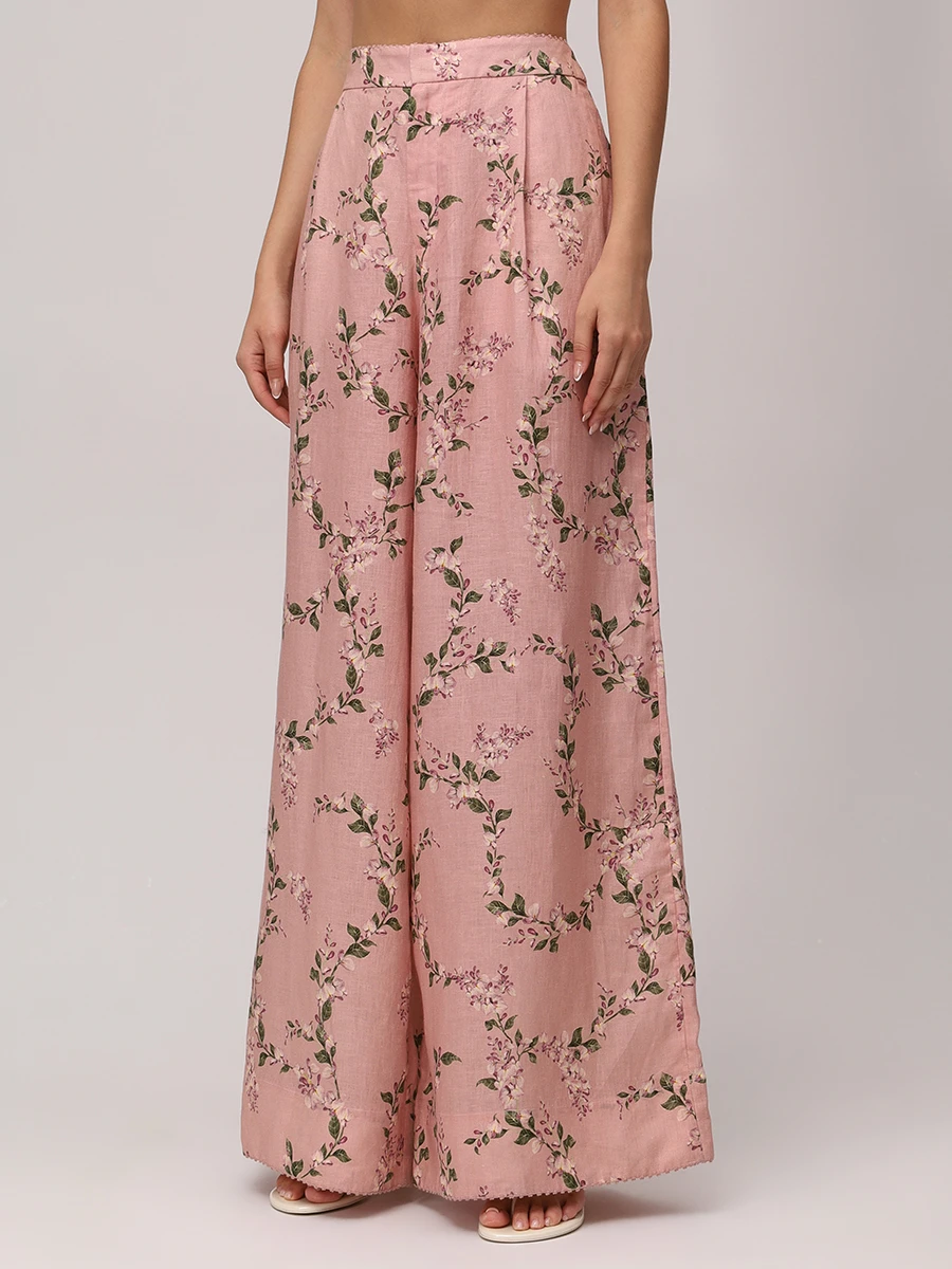 Брюки-палаццо льняные