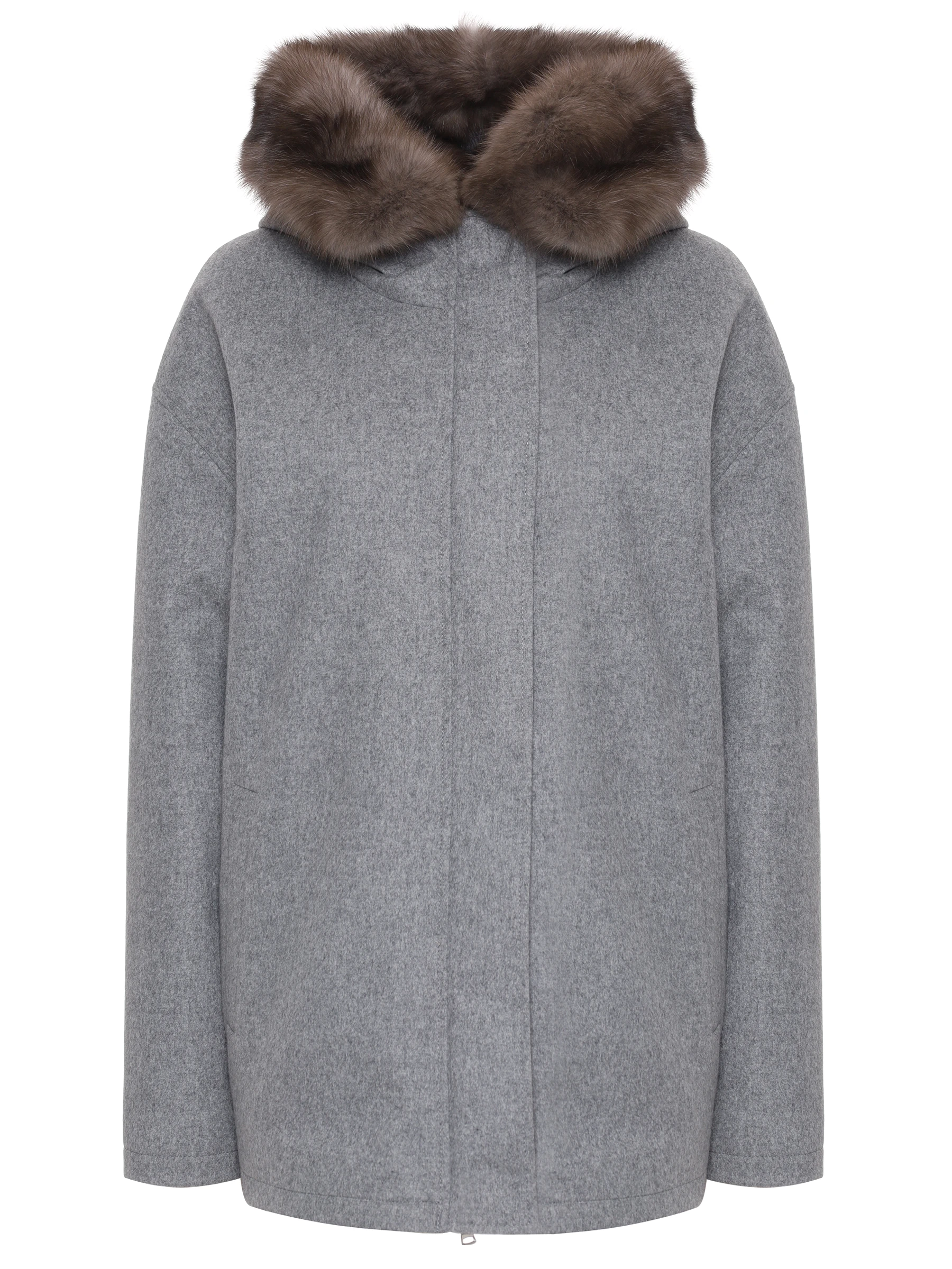 Парка шерстяная на соболином меху