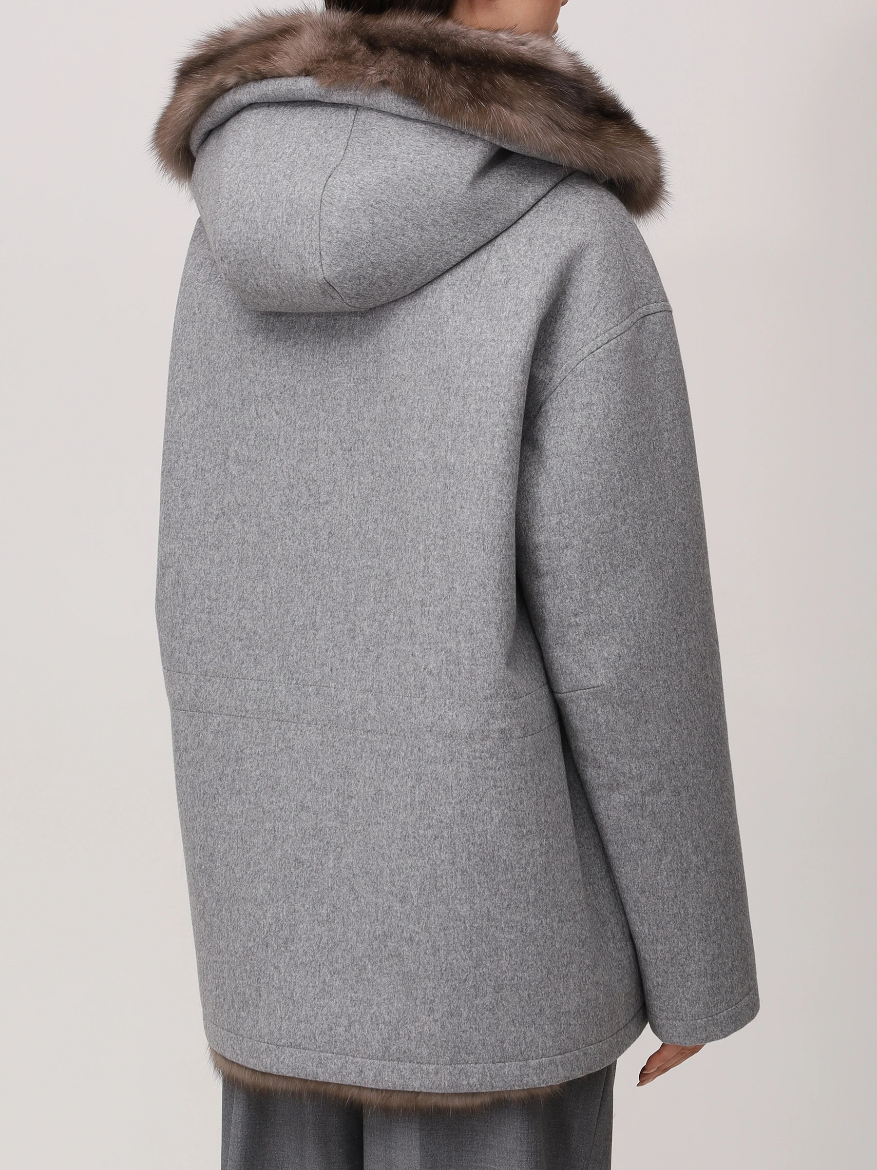 Парка шерстяная на соболином меху