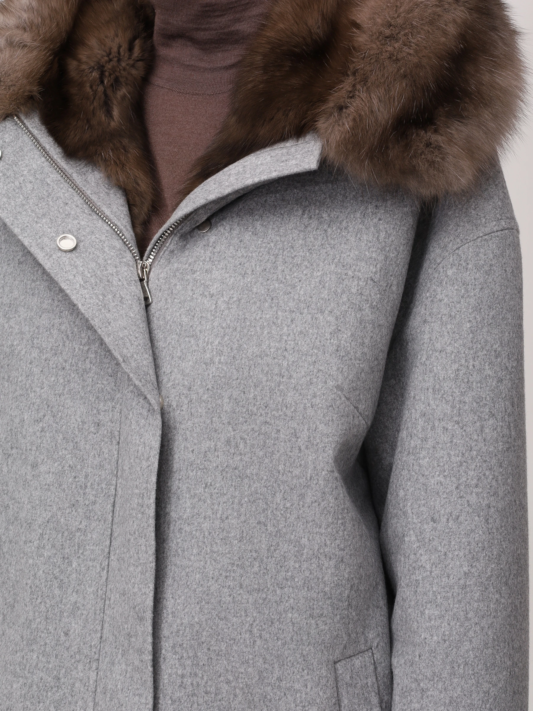Парка шерстяная на соболином меху