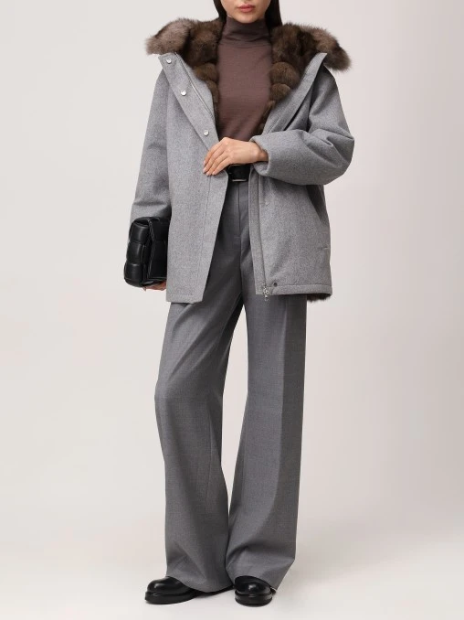 Парка шерстяная на соболином меху AMELI
