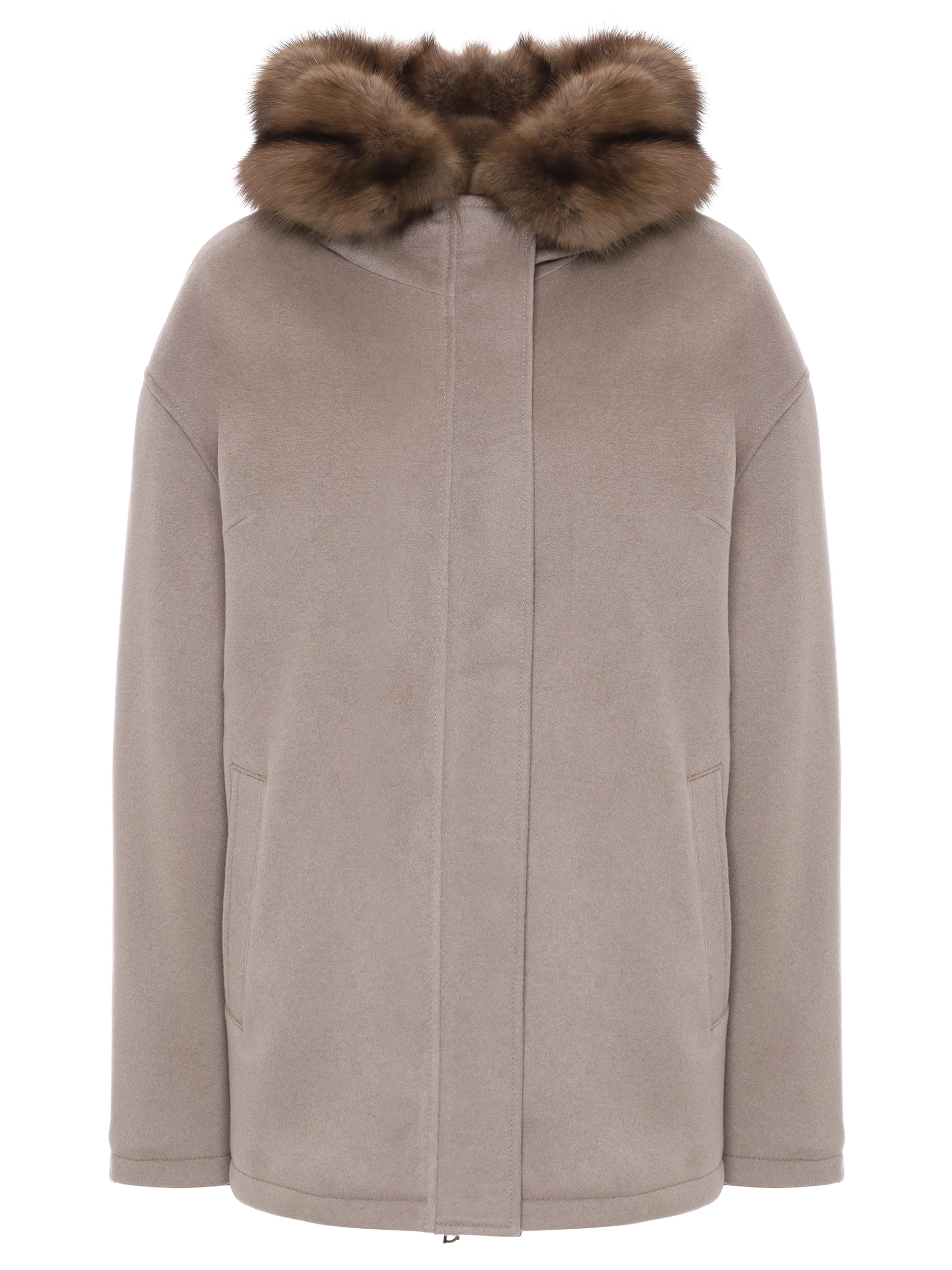 Парка шерстяная на соболином меху