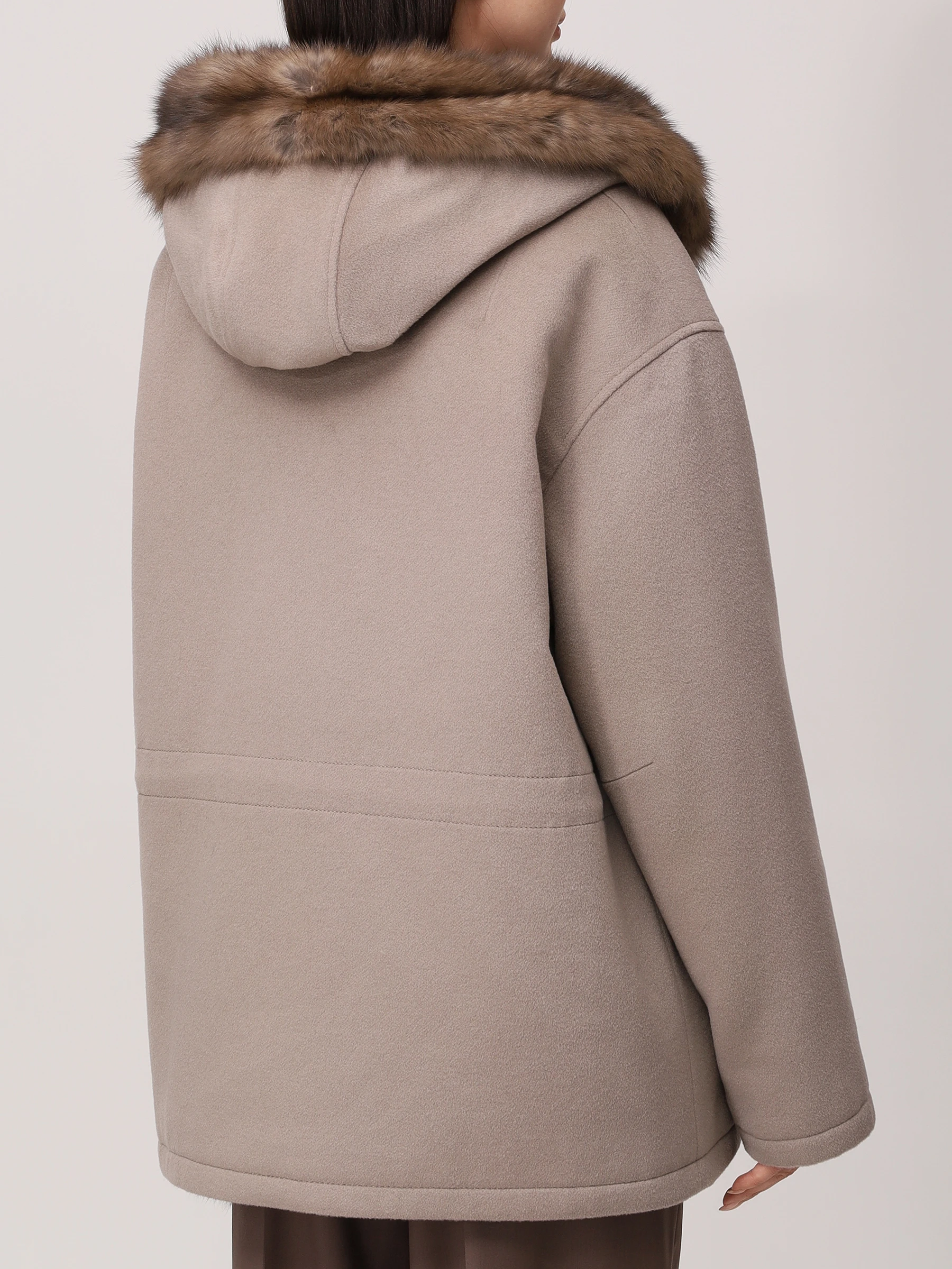 Парка шерстяная на соболином меху