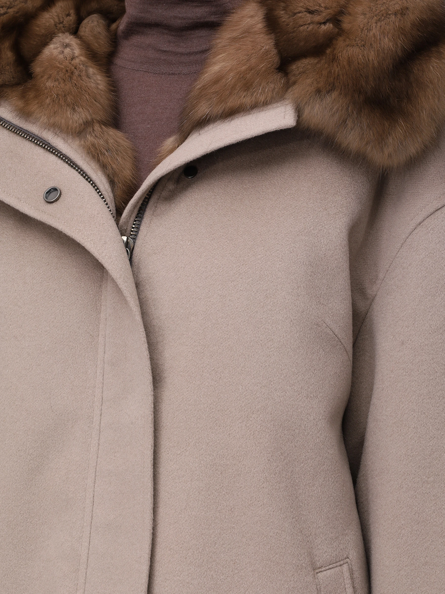 Парка шерстяная на соболином меху