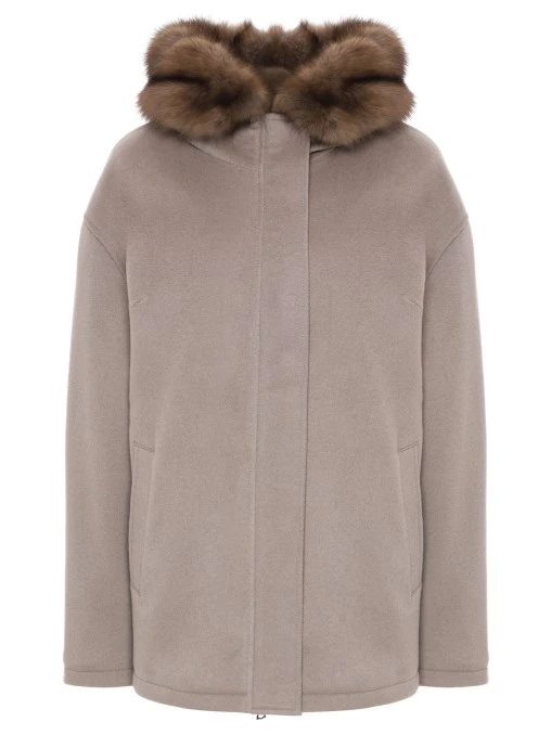Парка шерстяная на соболином меху AMELI