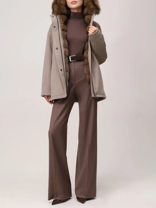 Парка шерстяная на соболином меху AMELI