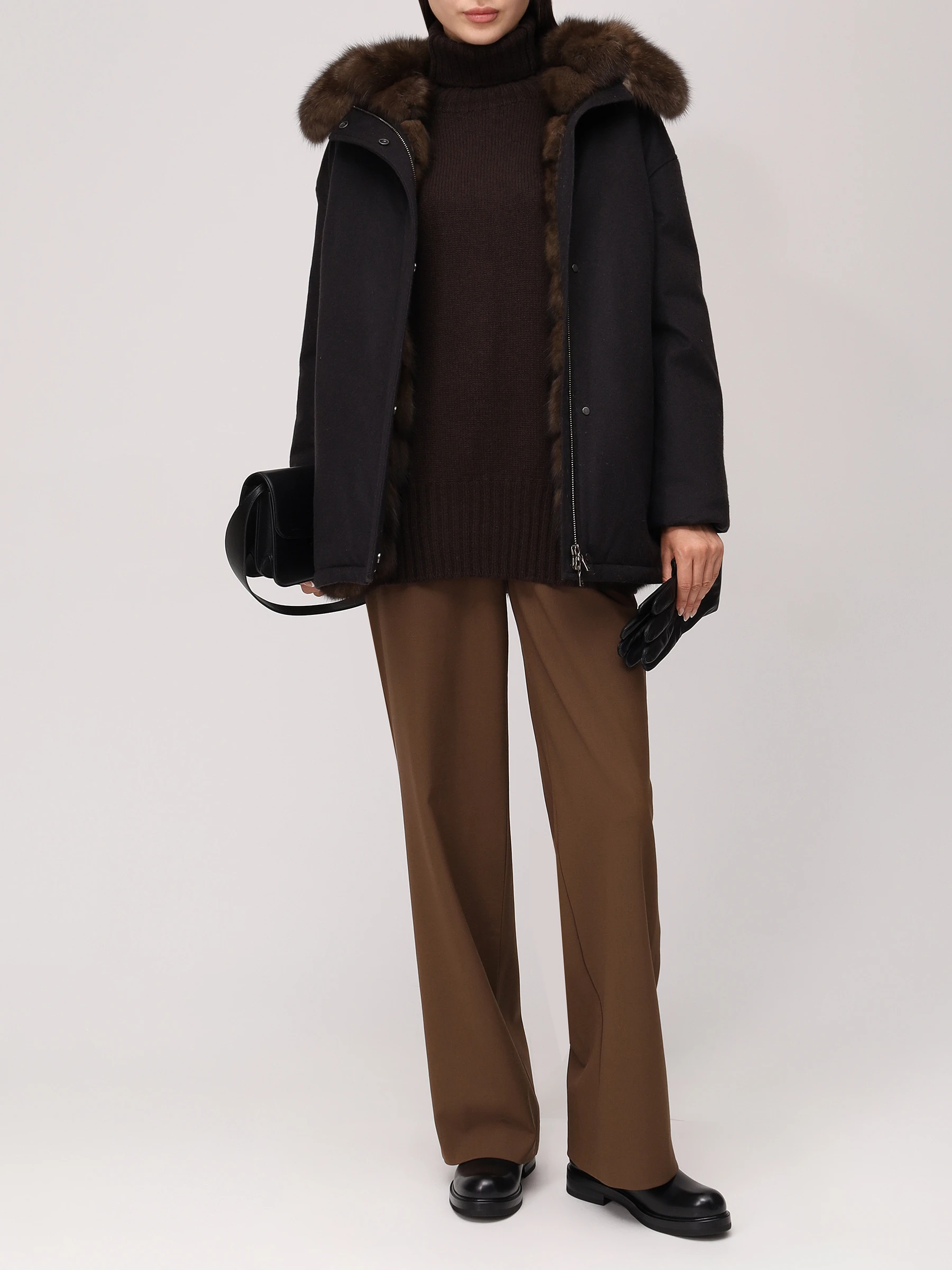 Парка с подкладом из мехом соболя