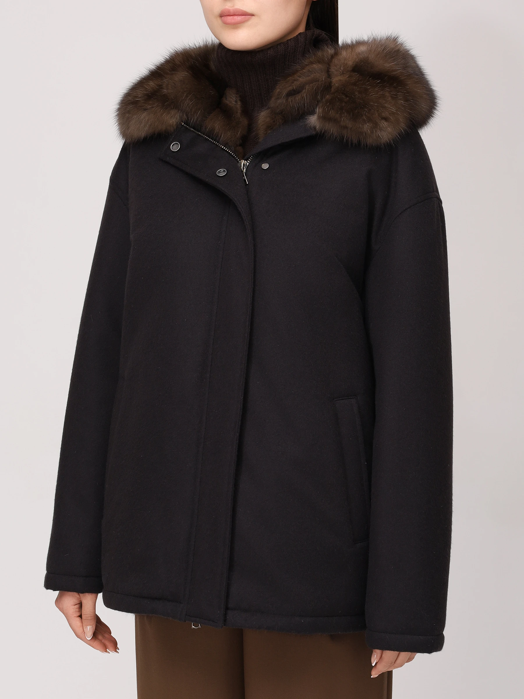 Парка с подкладом из мехом соболя