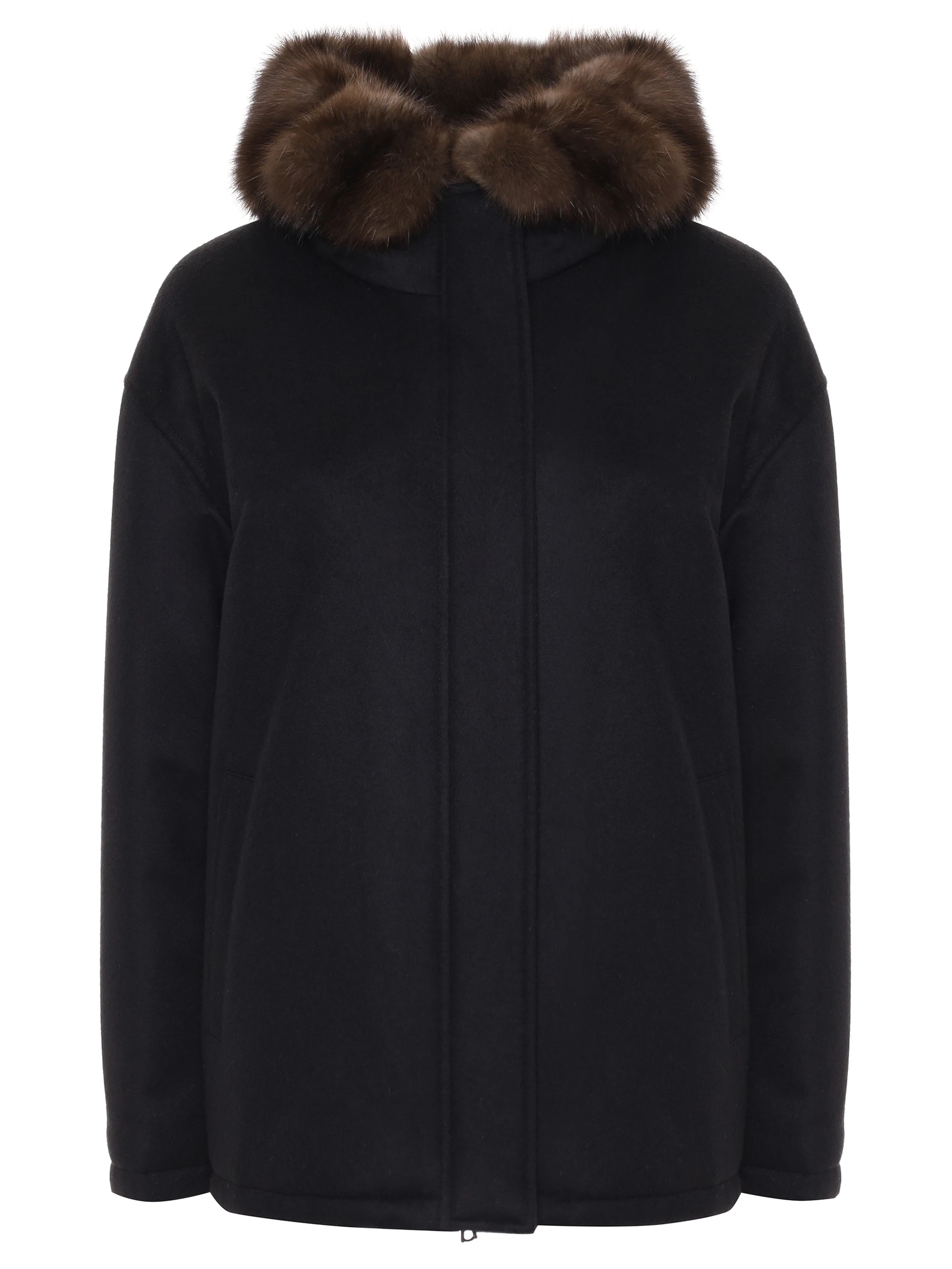 Парка шерстяная на соболином меху
