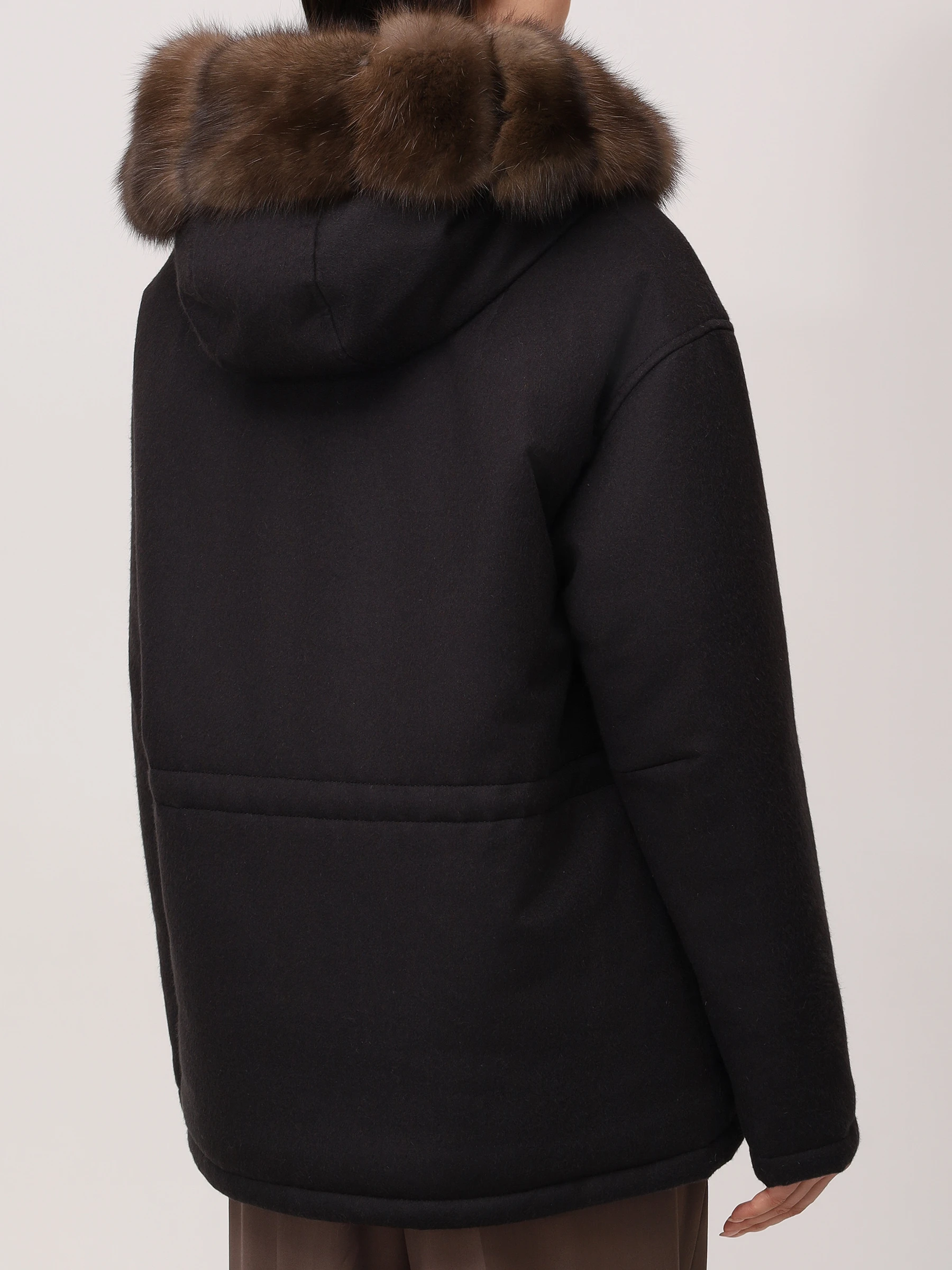 Парка шерстяная на соболином меху