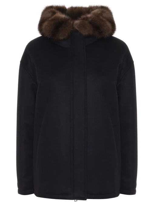 Парка шерстяная на соболином меху AMELI