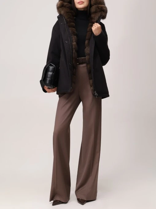 Парка шерстяная на соболином меху AMELI