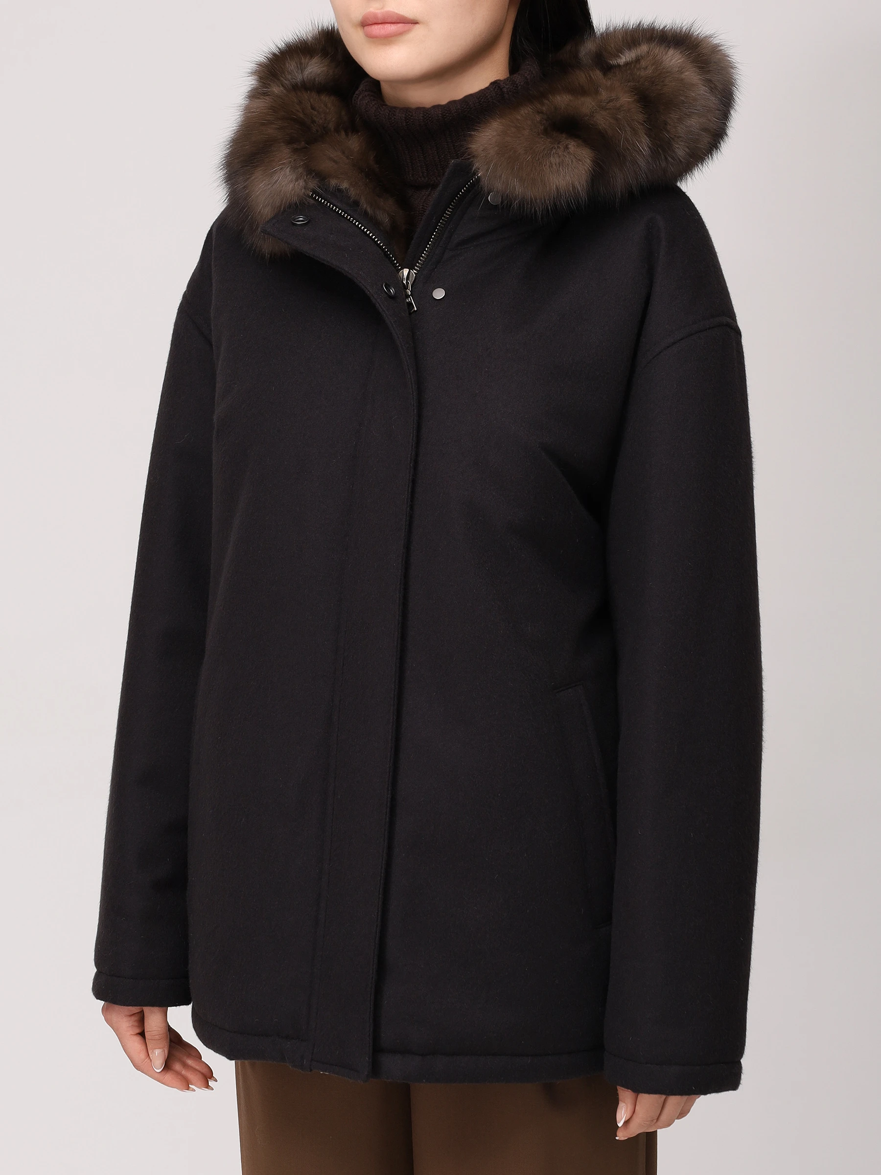 Парка с подкладом из мехом соболя