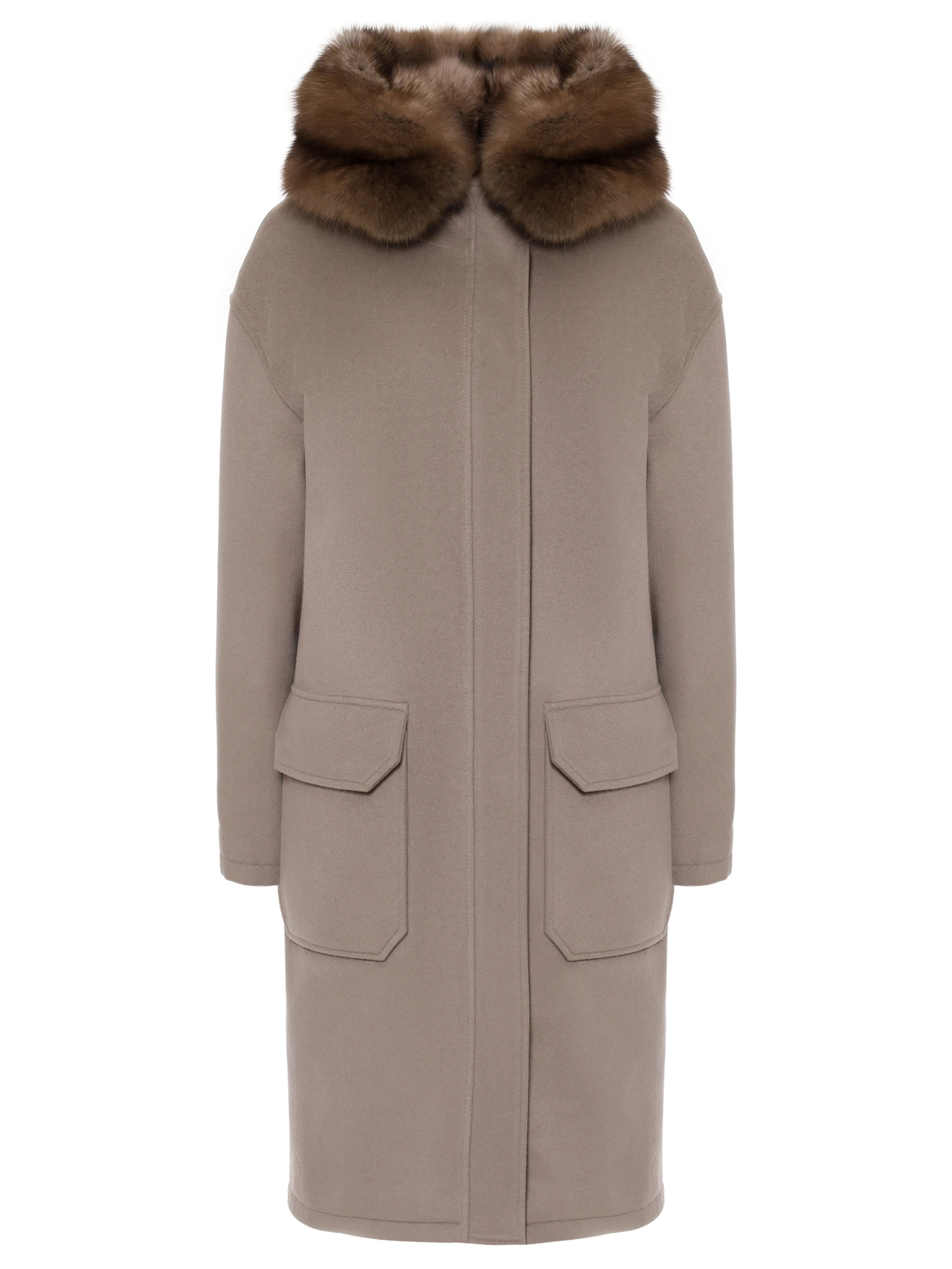 Парка кашемировая с подкладом из меха соболя