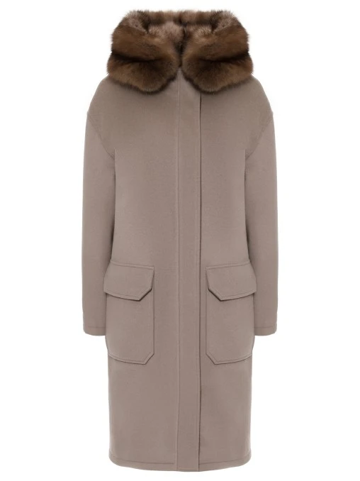 Парка кашемировая с подкладом из меха соболя AMELI