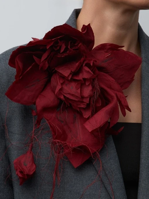 Брошь Пион с веткой OKSANA TOMKA