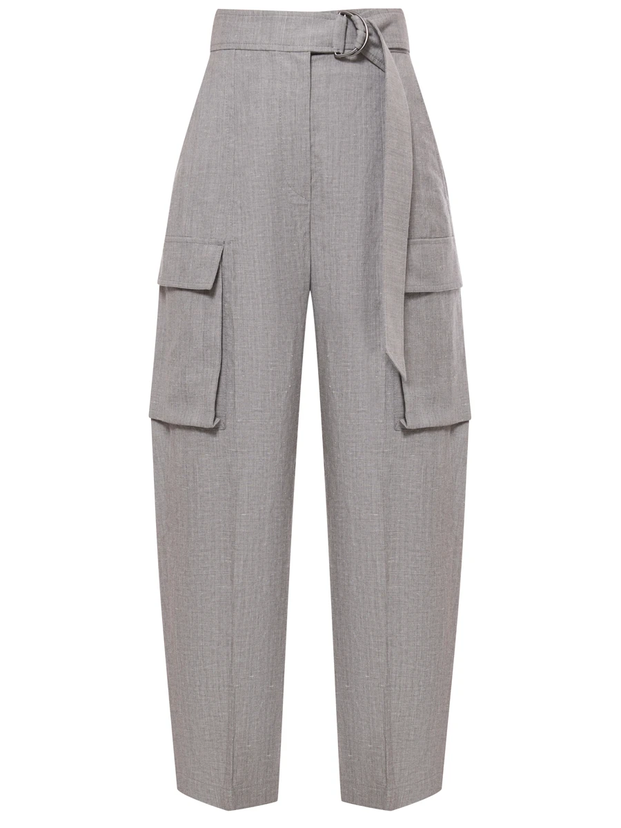 Брюки-карго из шерсти и льна