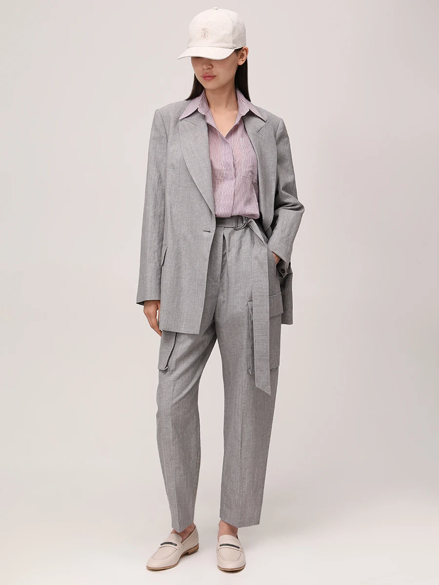 Брюки-карго из шерсти и льна