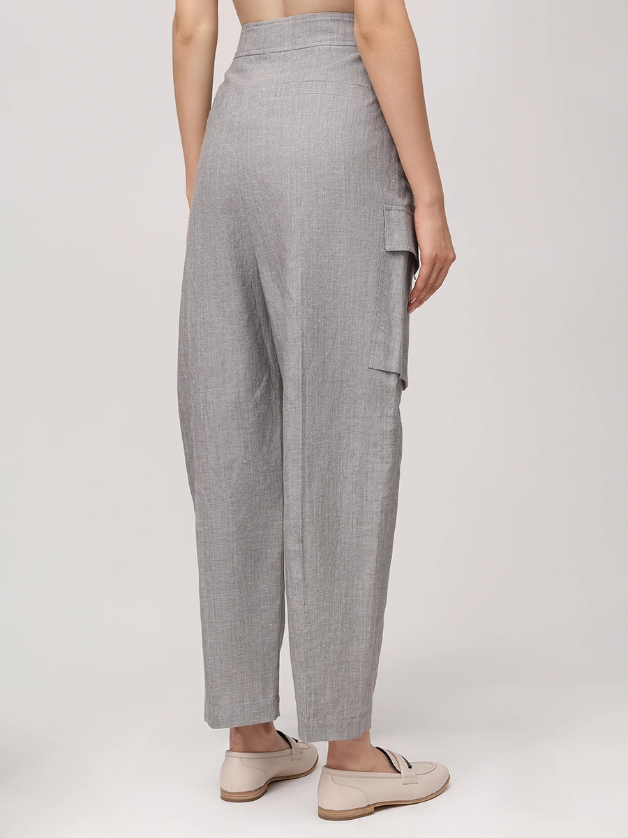 Брюки-карго из шерсти и льна