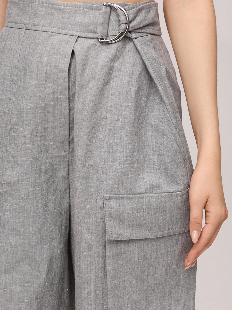 Брюки-карго из шерсти и льна