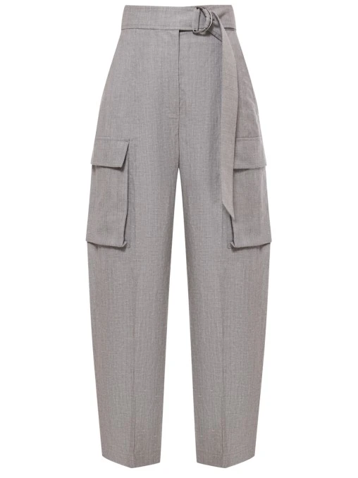 Брюки-карго из шерсти и льна BRUNELLO CUCINELLI