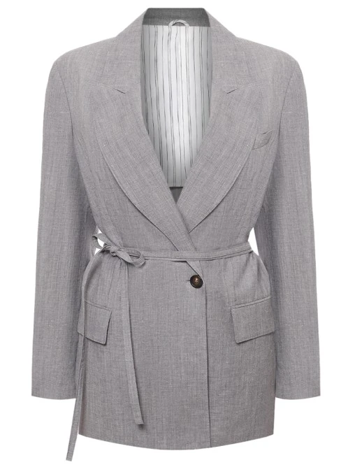 Пиджак из шерсти и льна BRUNELLO CUCINELLI