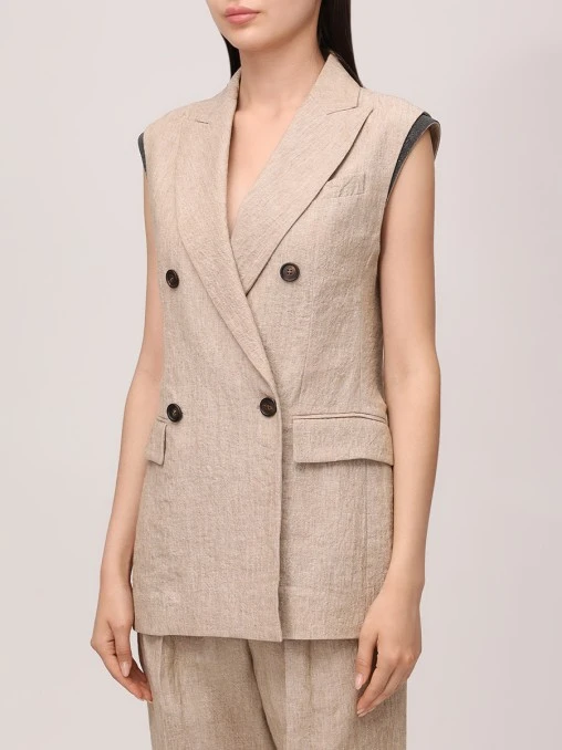 Жилет льняной BRUNELLO CUCINELLI