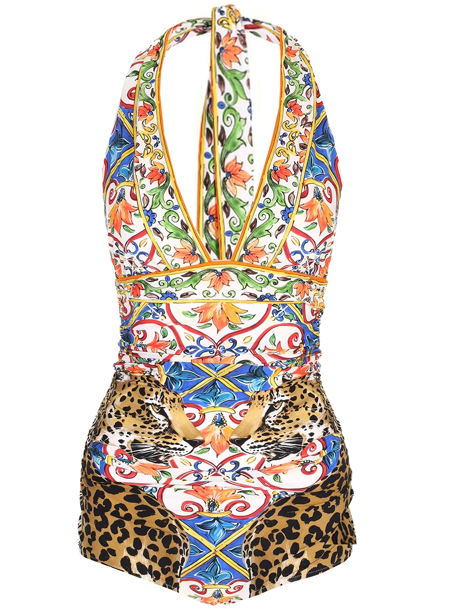 Купальник сплошной с принтом